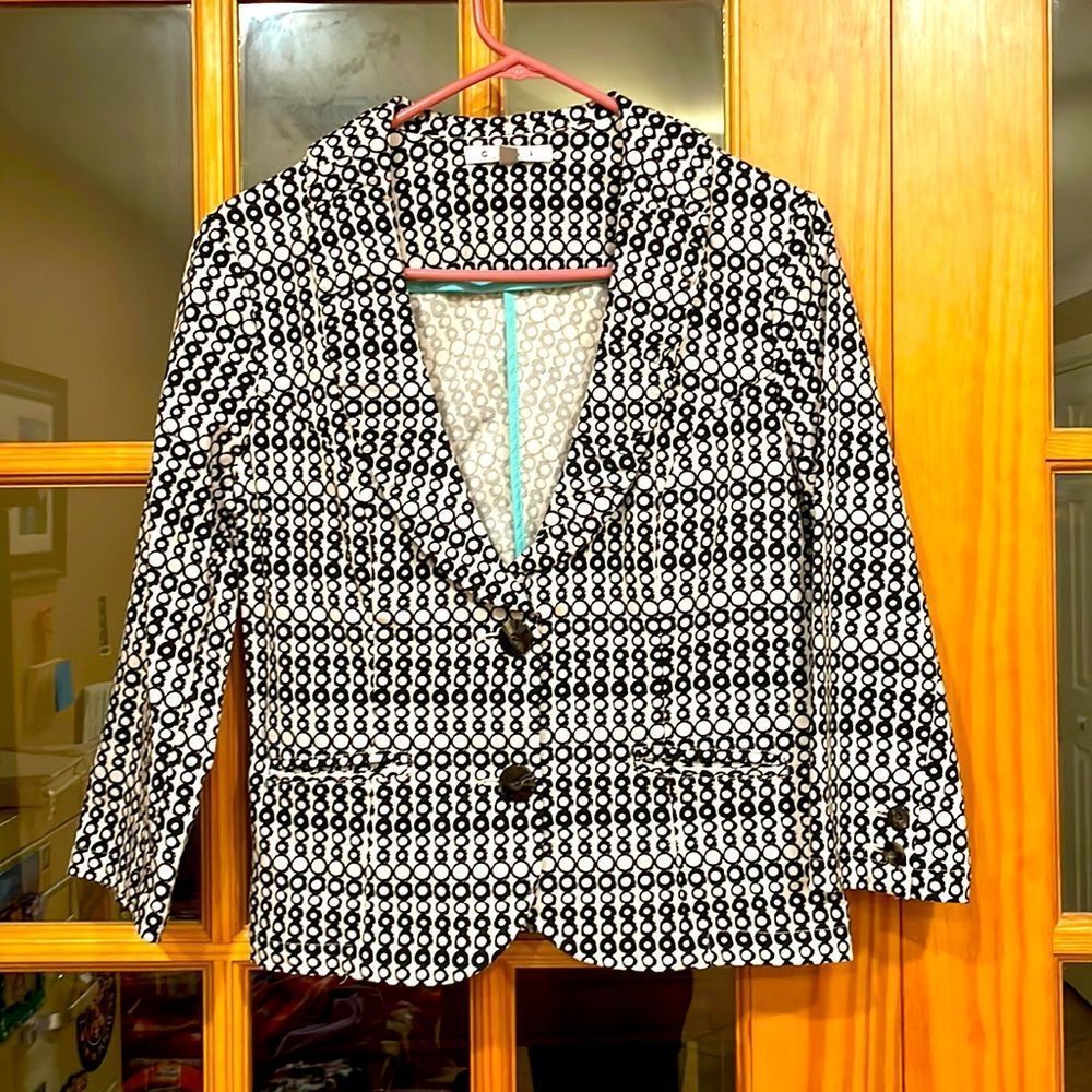 CAbi Black and White Geometric Blazer